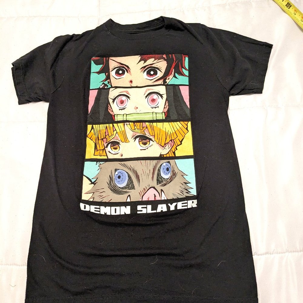 Demon Slayer T Shirt Character Eyes T-Shirt Black Graphic Juniors Size Small